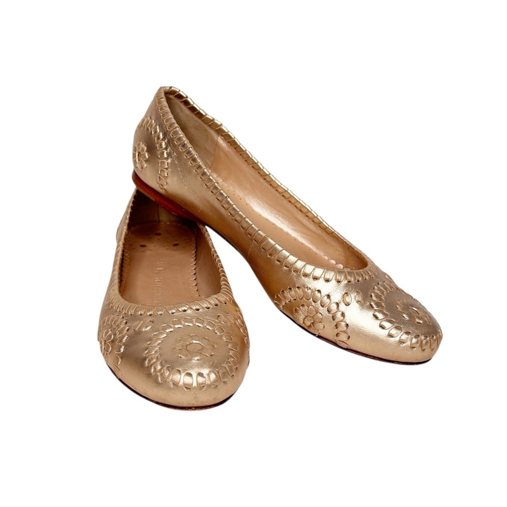 JACK ROGERS GOLD LEATHER FLATS SZ 6.5